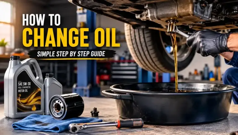 How to change oil on a car with a mechanic adding fresh engine oil in a garage